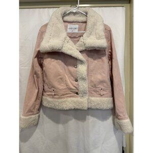 Celebrity Pink Women's Sherpa Trimmed Pink Corduroy Jacket Sz S 100% Cotton NEW
